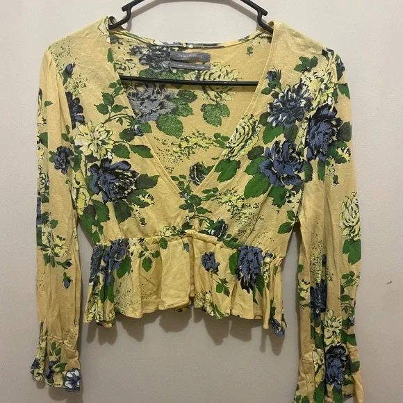 Urban Outfitters Tops Urban Outfitters Yellow Floral Crop Top - Main Image